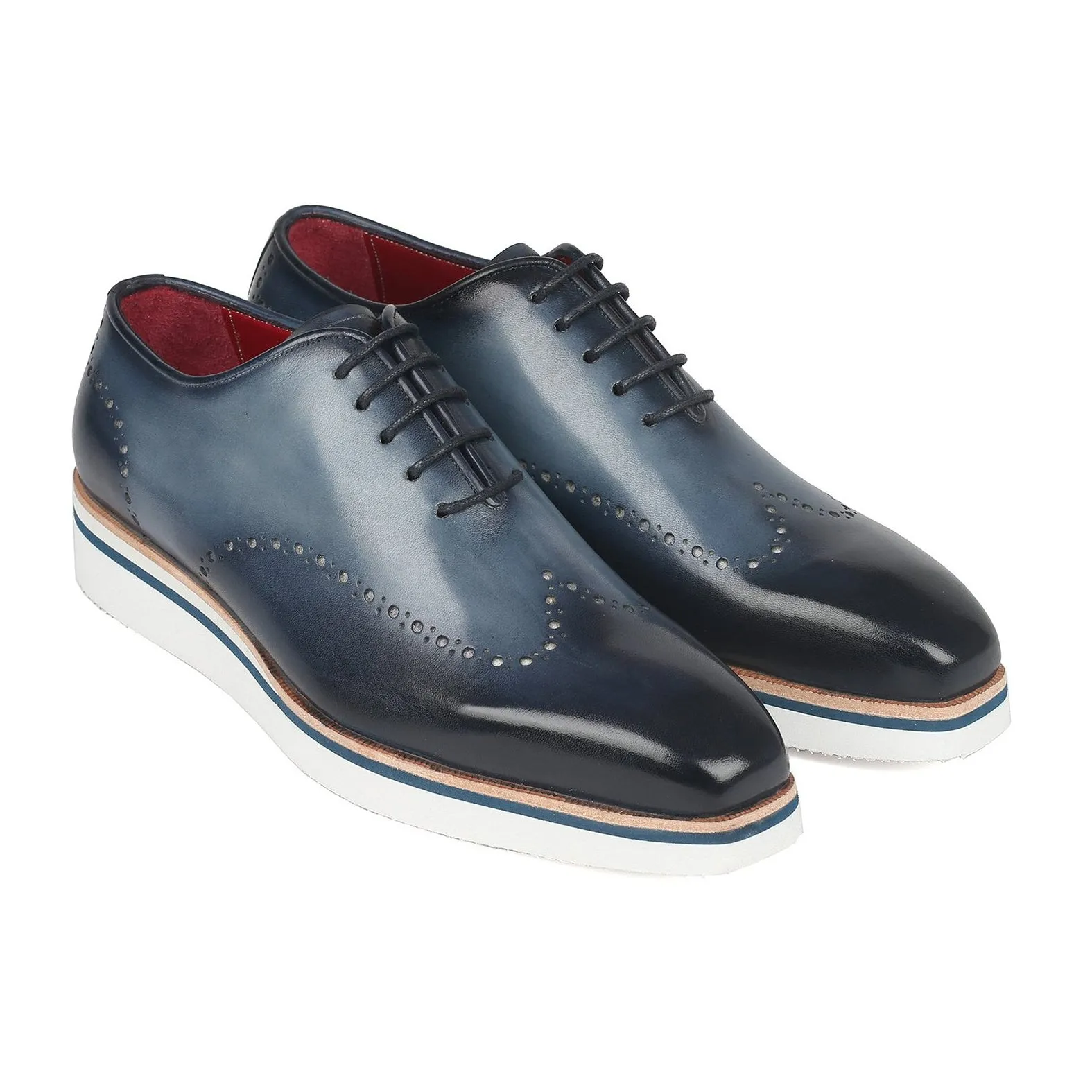 Paul Parkman 187-NAVY Men's Shoes Navy Calf-Skin Leather Smart Casual Oxfords (PM6315)