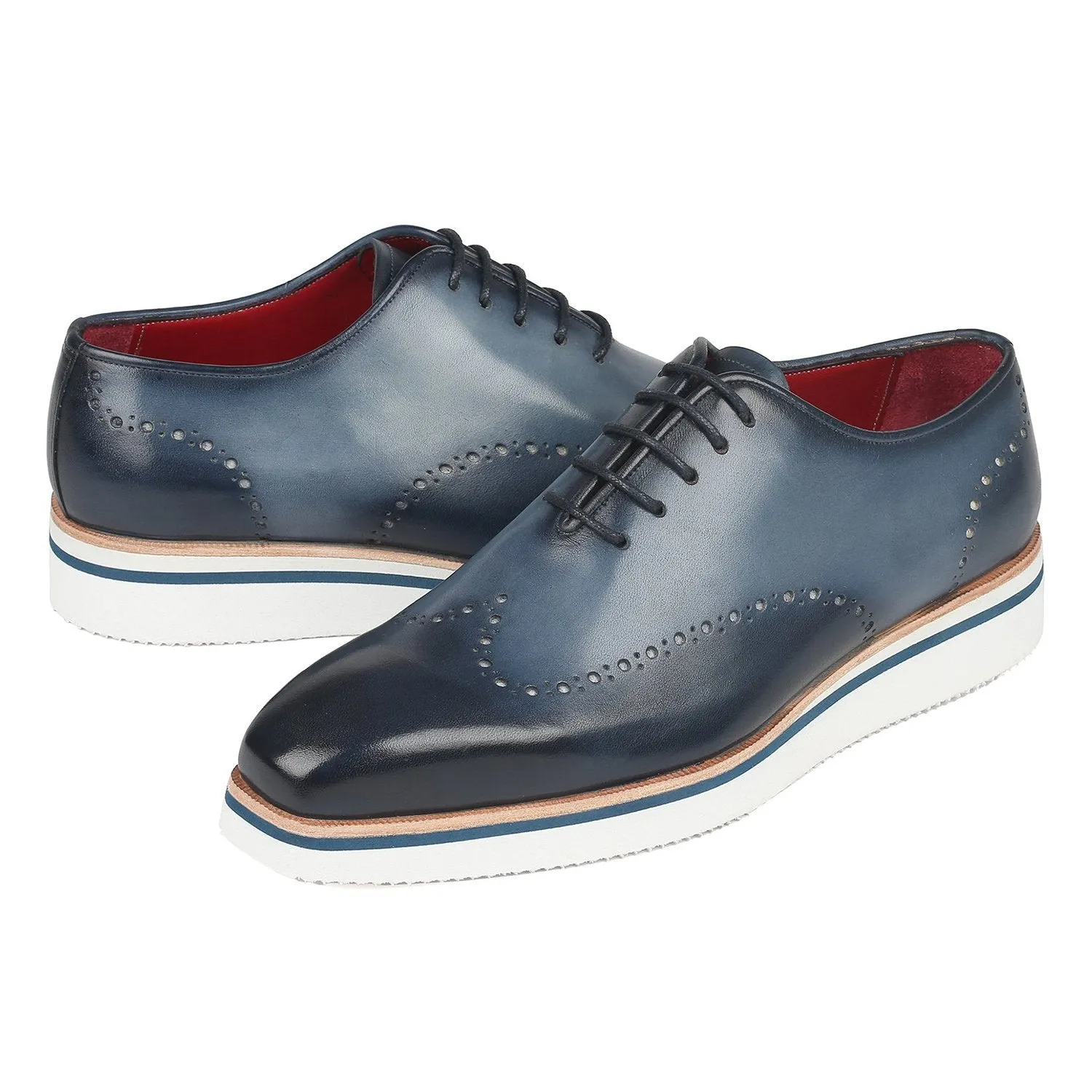 Paul Parkman 187-NAVY Men's Shoes Navy Calf-Skin Leather Smart Casual Oxfords (PM6315)