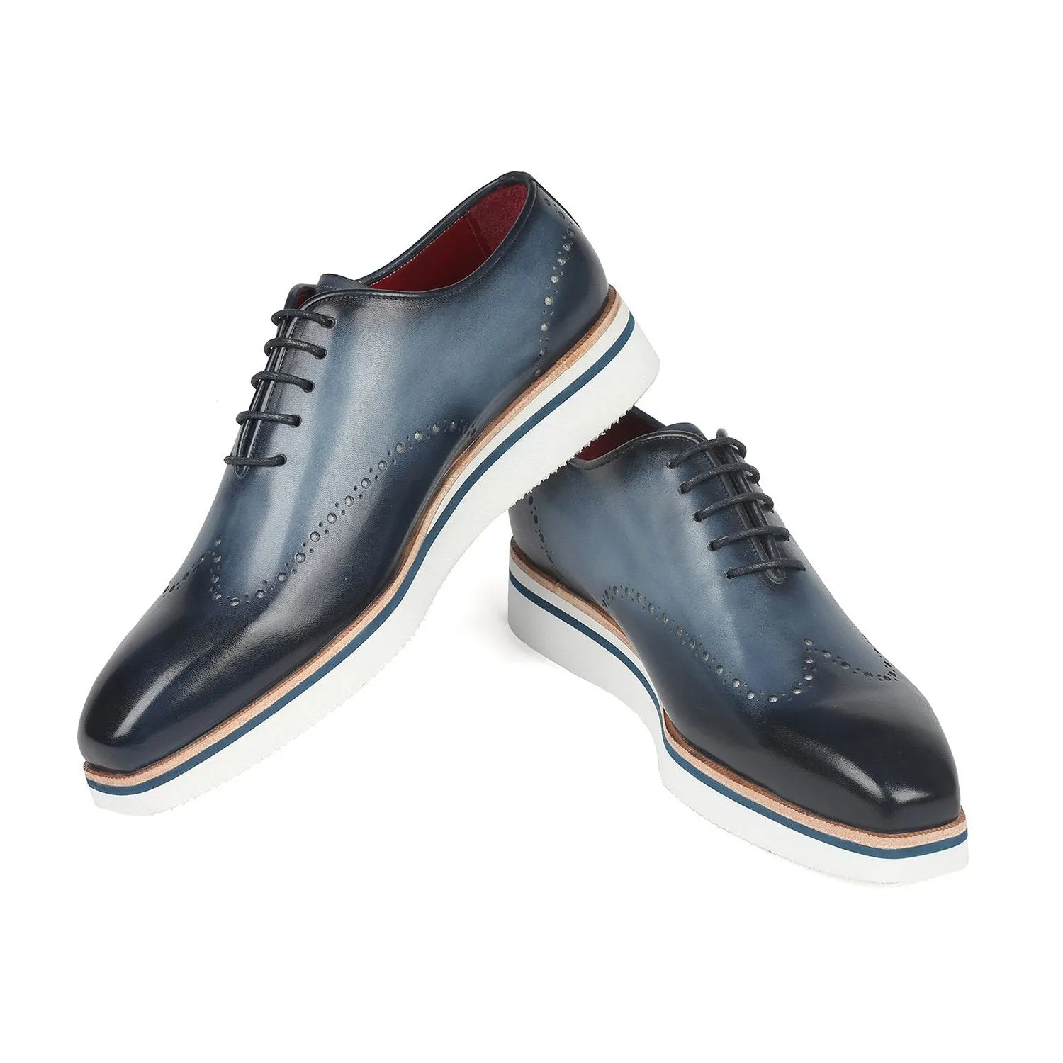 Paul Parkman 187-NAVY Men's Shoes Navy Calf-Skin Leather Smart Casual Oxfords (PM6315)