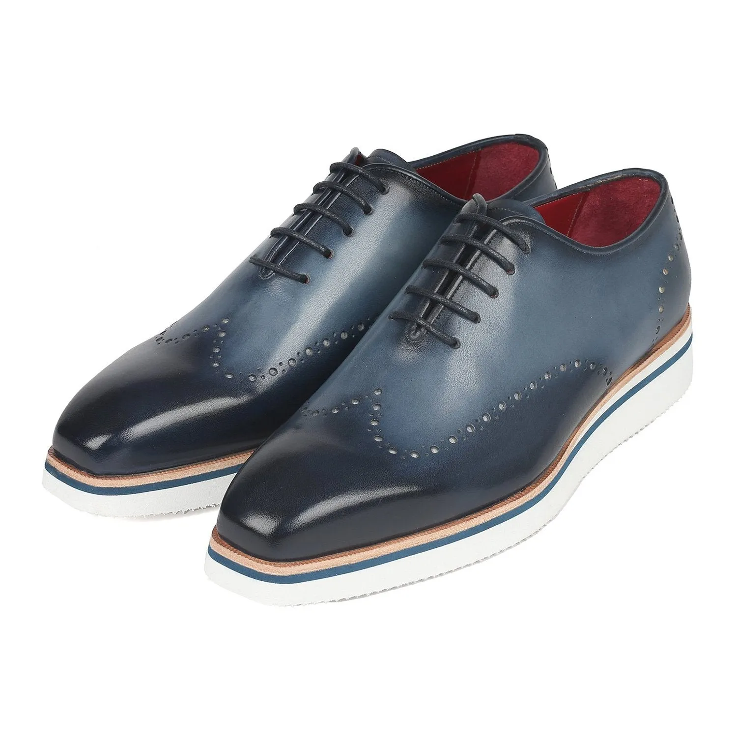 Paul Parkman 187-NAVY Men's Shoes Navy Calf-Skin Leather Smart Casual Oxfords (PM6315)