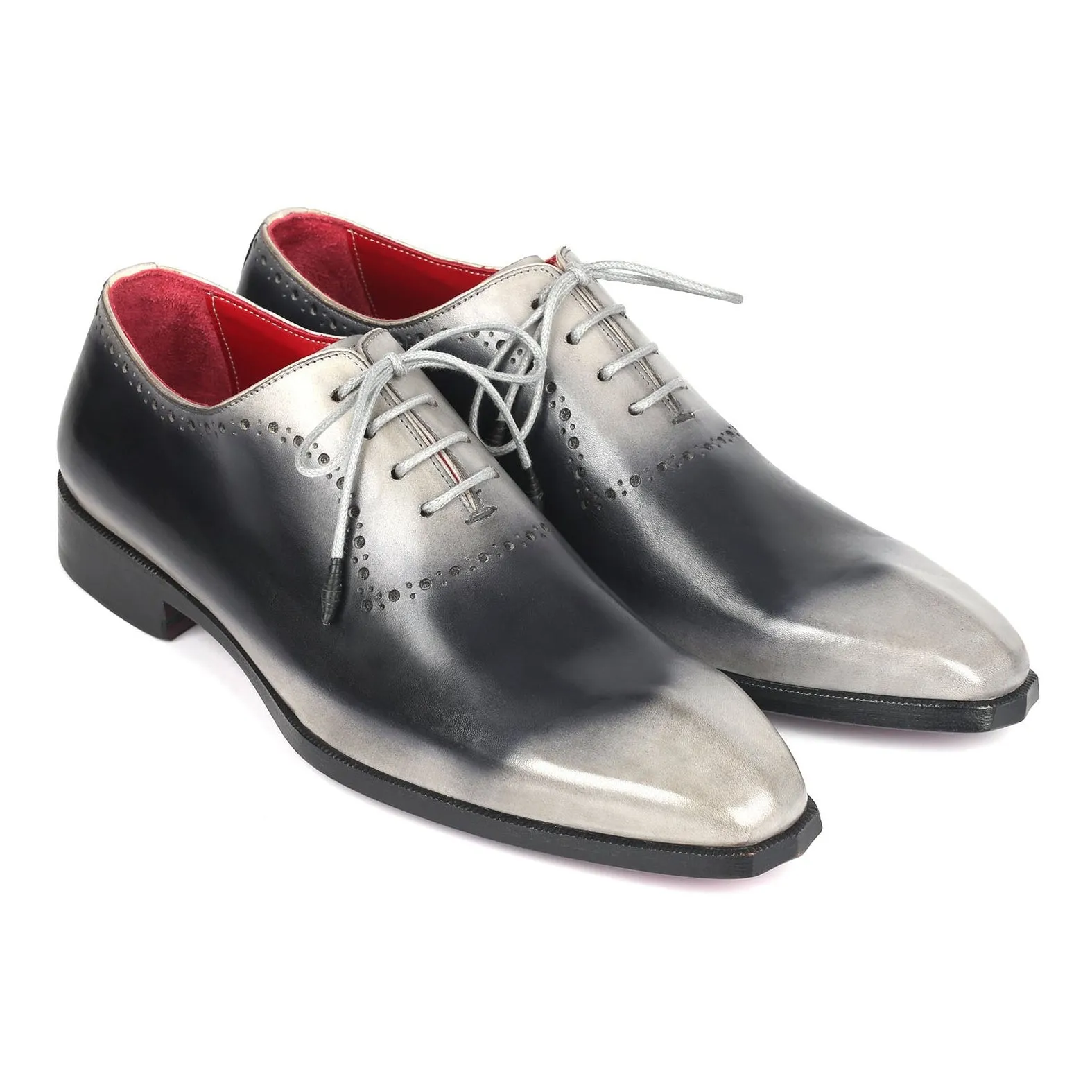 Paul Parkman AG445GRY Men's Shoes Gray Calf-Skin Leather Oxfords (PM6310)