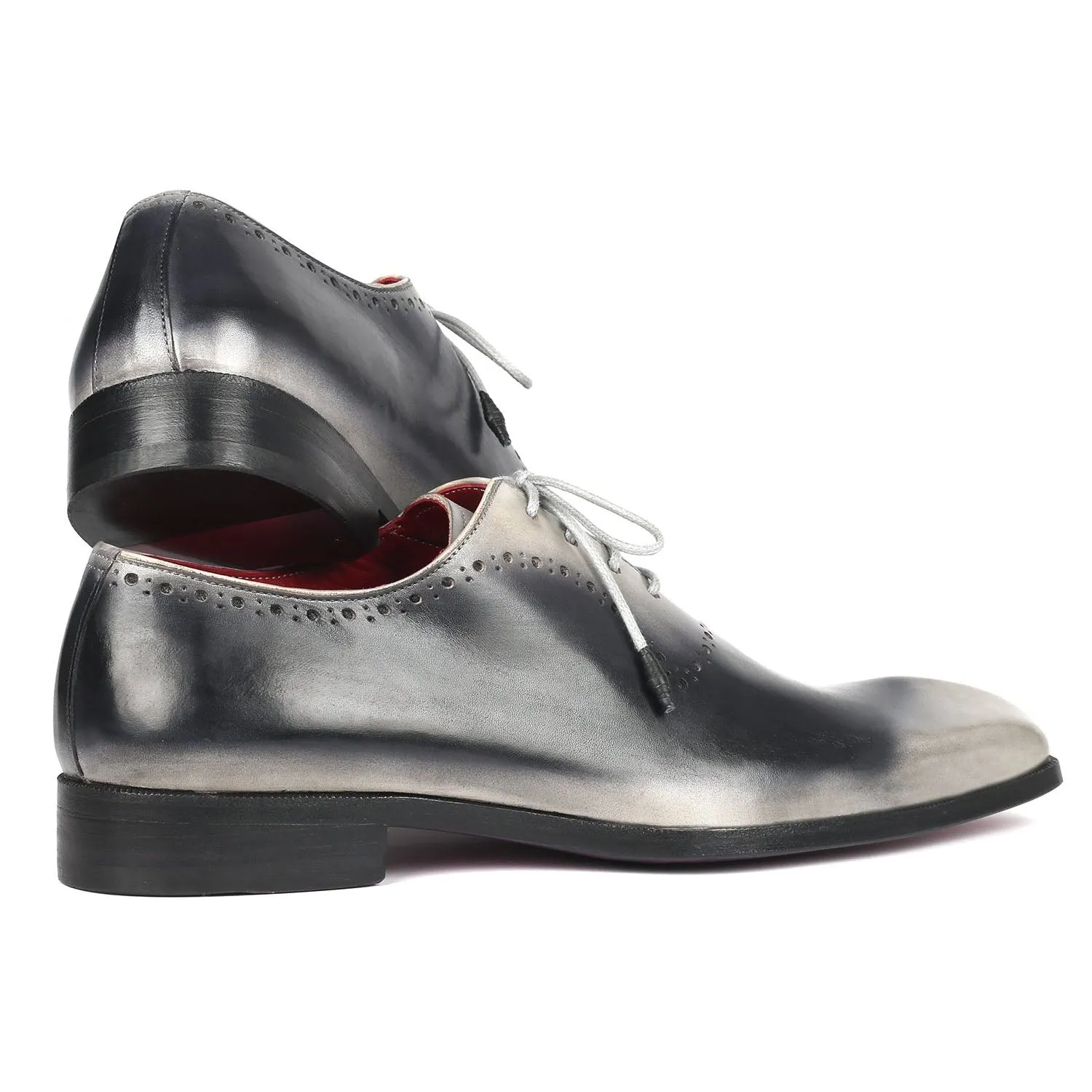 Paul Parkman AG445GRY Men's Shoes Gray Calf-Skin Leather Oxfords (PM6310)