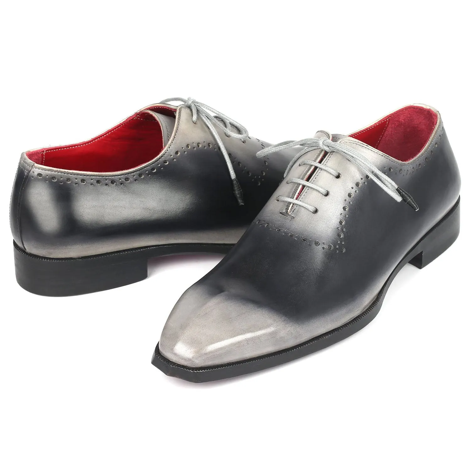 Paul Parkman AG445GRY Men's Shoes Gray Calf-Skin Leather Oxfords (PM6310)