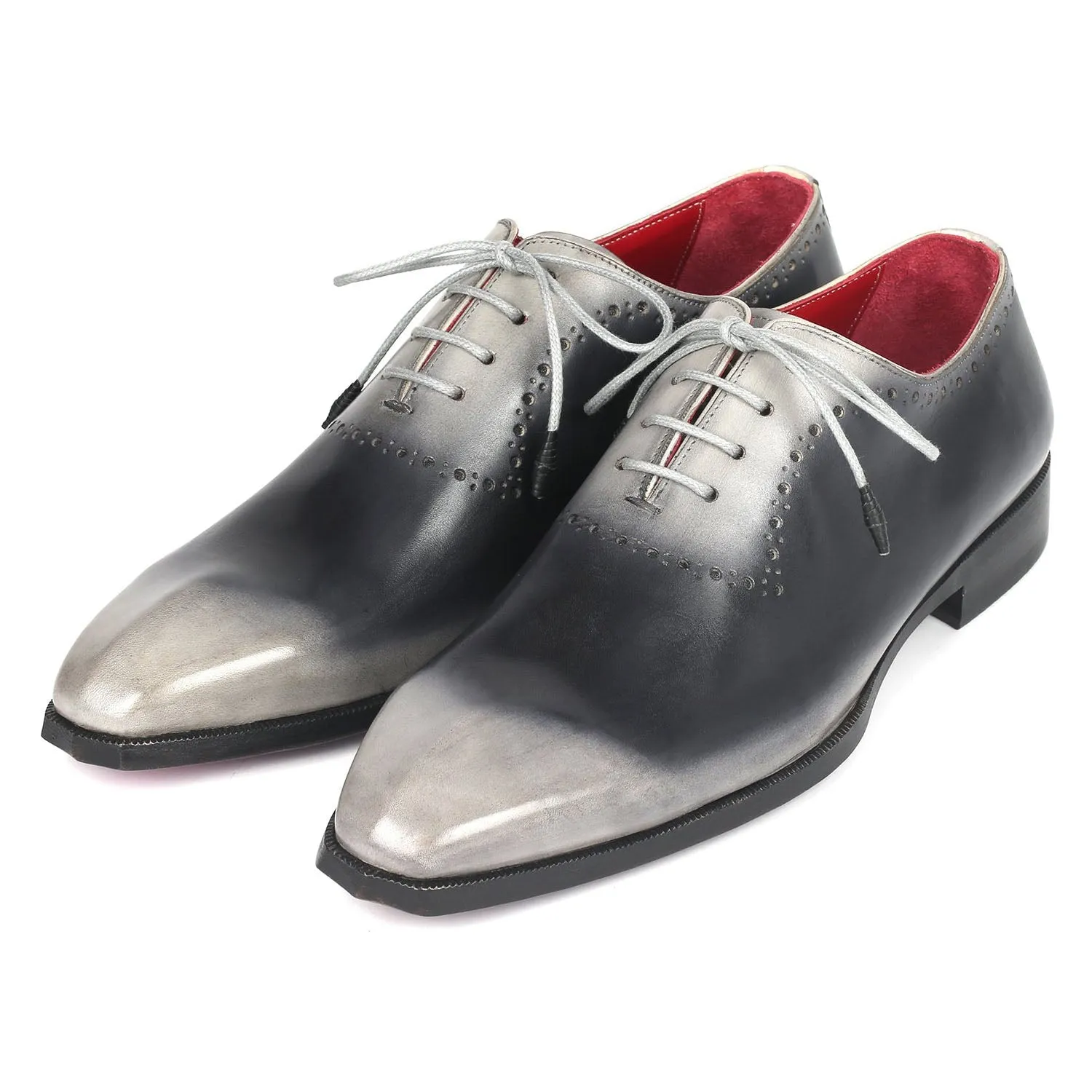 Paul Parkman AG445GRY Men's Shoes Gray Calf-Skin Leather Oxfords (PM6310)