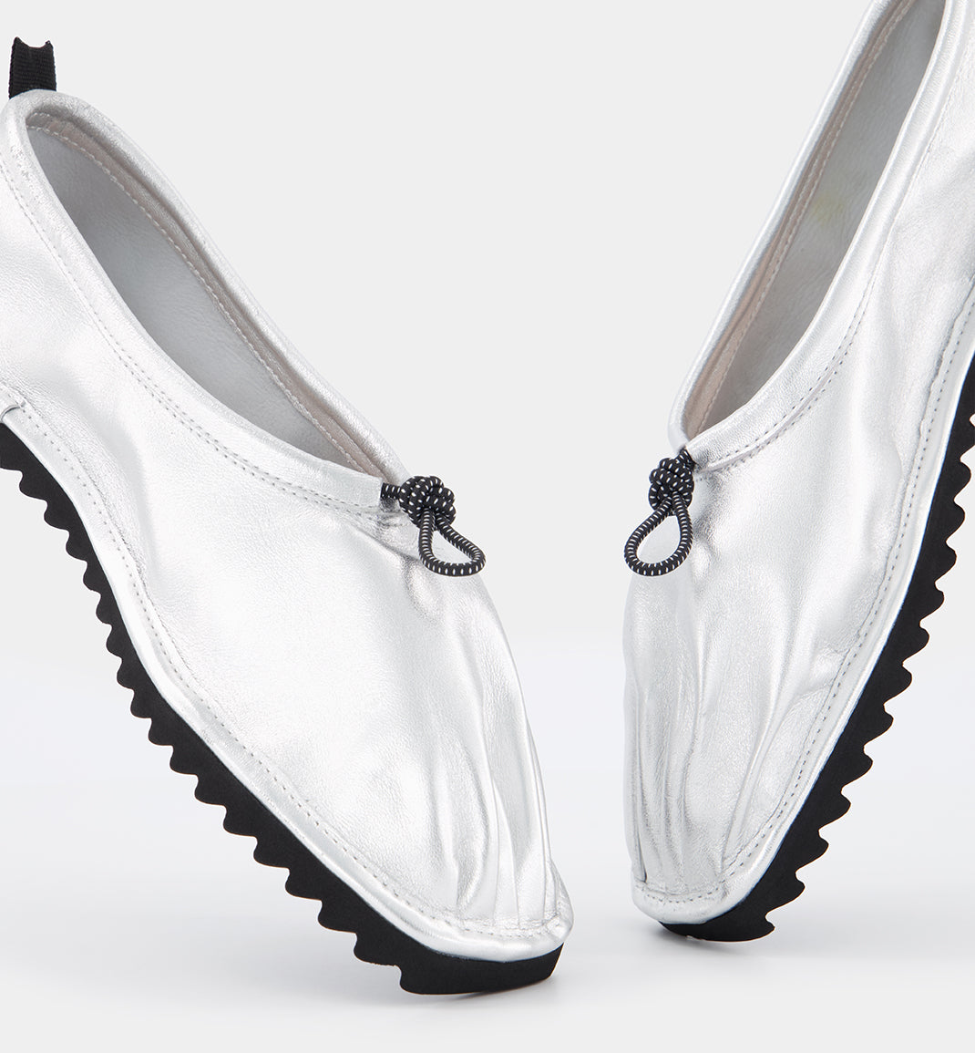 Pina Pleated Toe Leather Ballet Shoe | Silver