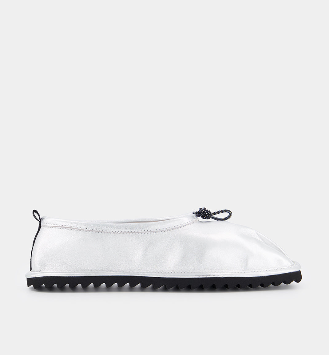 Pina Pleated Toe Leather Ballet Shoe | Silver