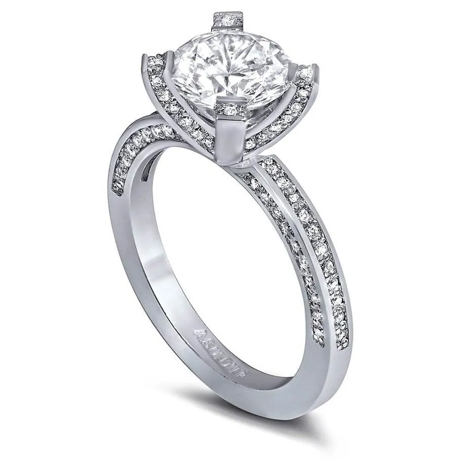 Princess Diamond Crescent Engagement Ring