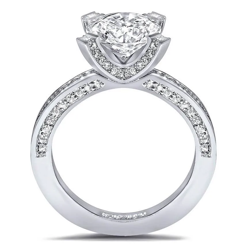 Princess Diamond Crescent Engagement Ring