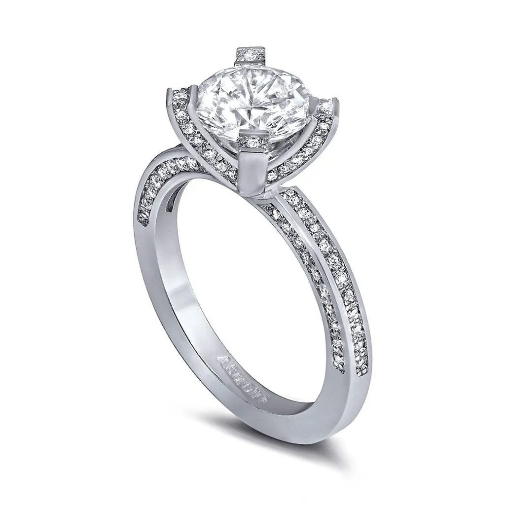 Princess Diamond Crescent Engagement Ring