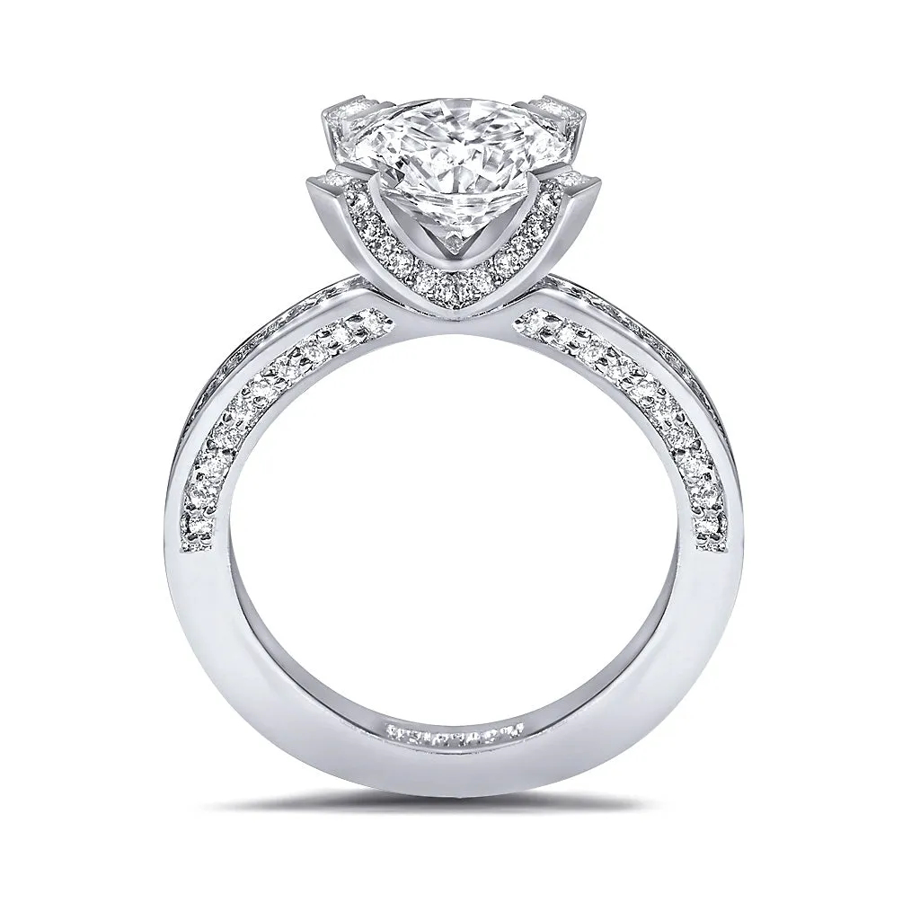 Princess Diamond Crescent Engagement Ring