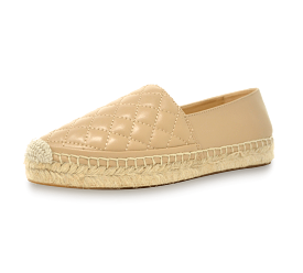 Quilted Leather Espadrille Slip-On Flats