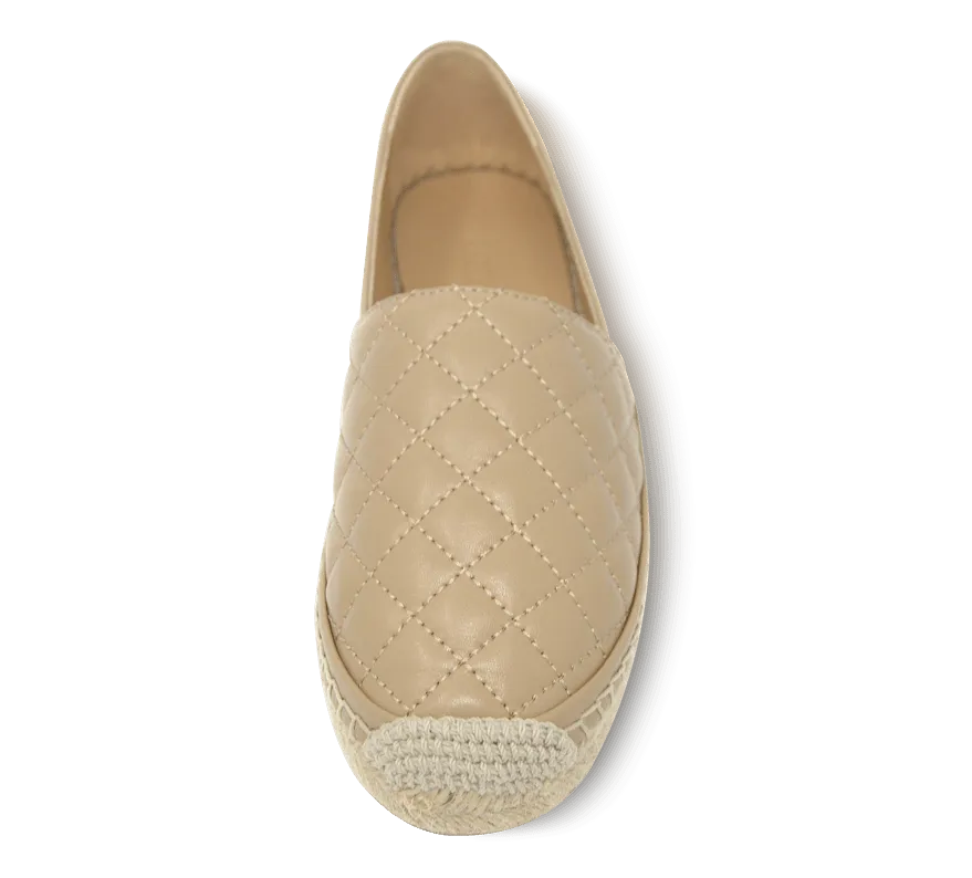 Quilted Leather Espadrille Slip-On Flats