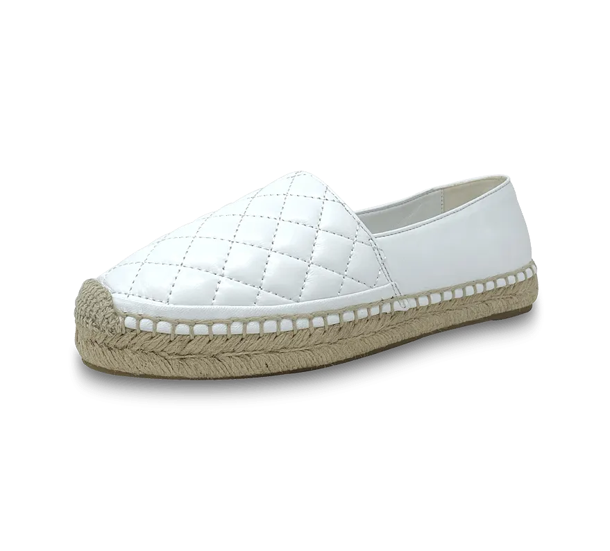 Quilted Leather Espadrille Slip-On Flats