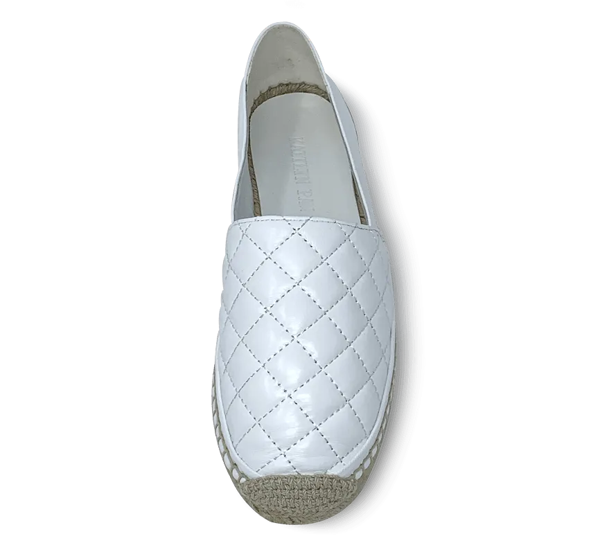 Quilted Leather Espadrille Slip-On Flats