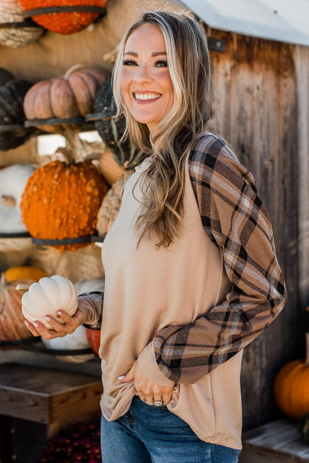 Reminders Of Fall Long Sleeve Top- Mocha