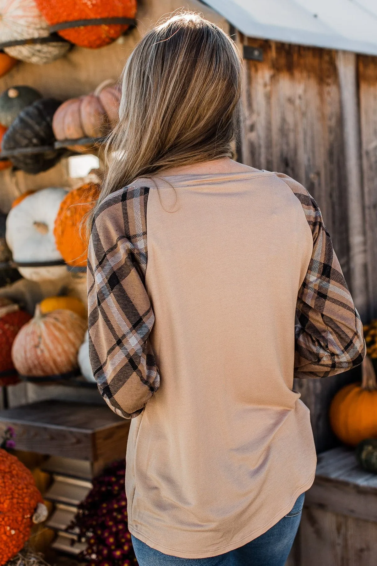 Reminders Of Fall Long Sleeve Top- Mocha