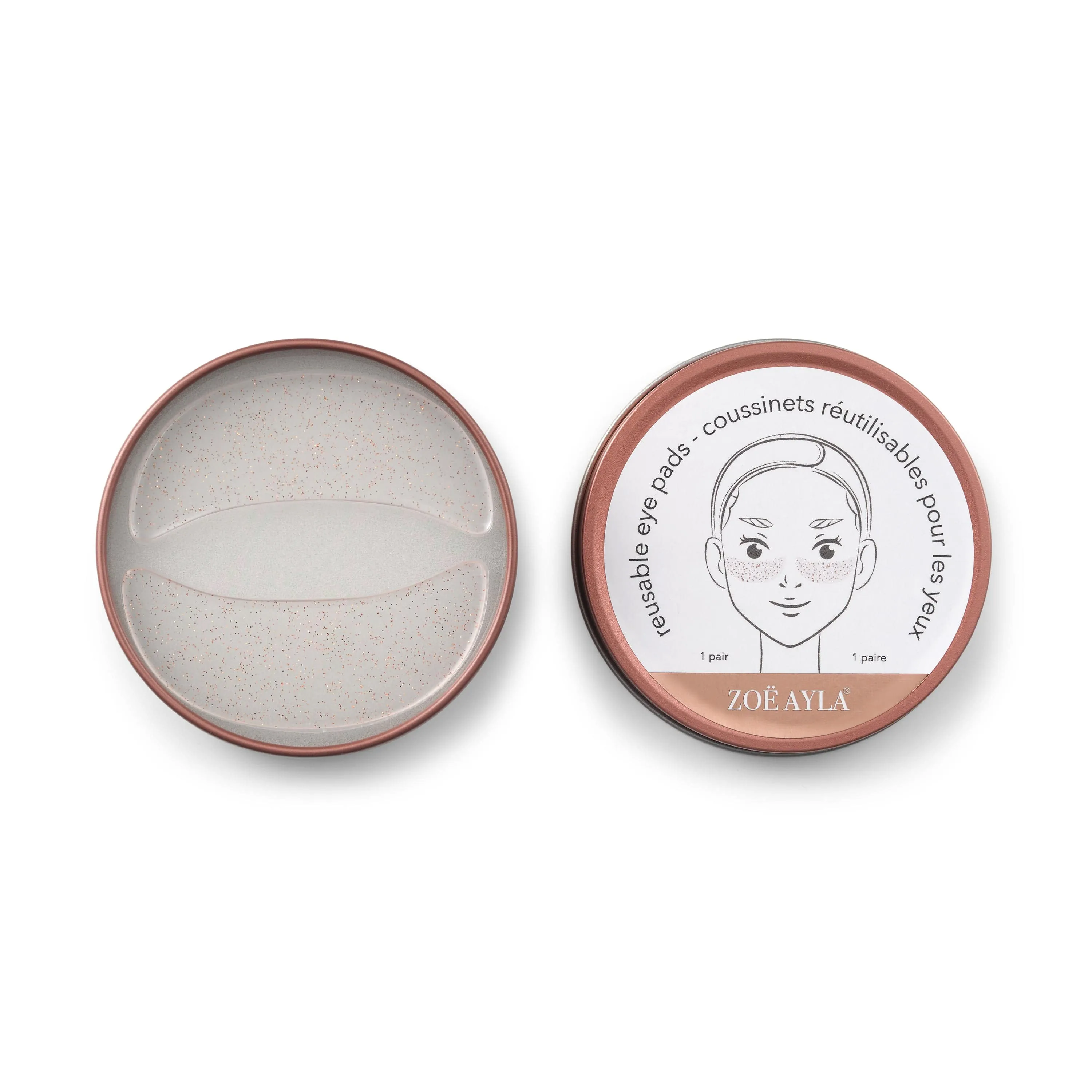 Rosegold Glitter Reuseable Eye Pads + Tin