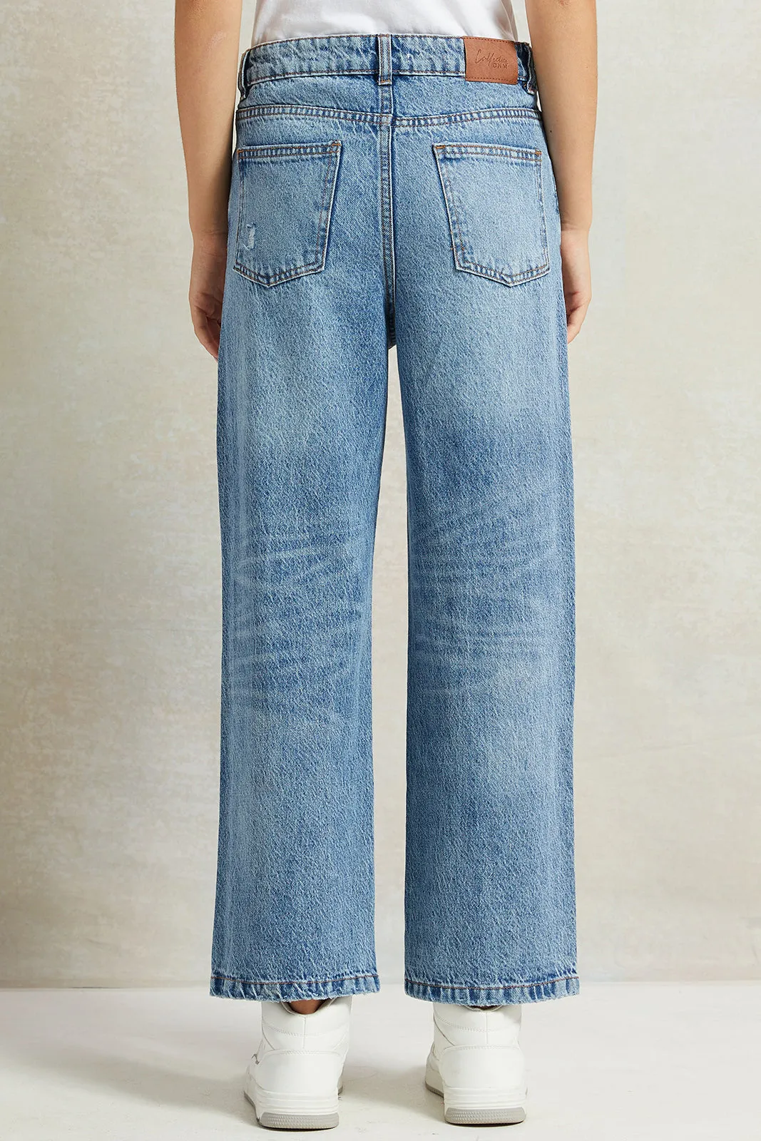 Senior Girls Blue Straight Fit Jeans