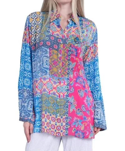 Shana Apparel Petunia Print Classic Blouse