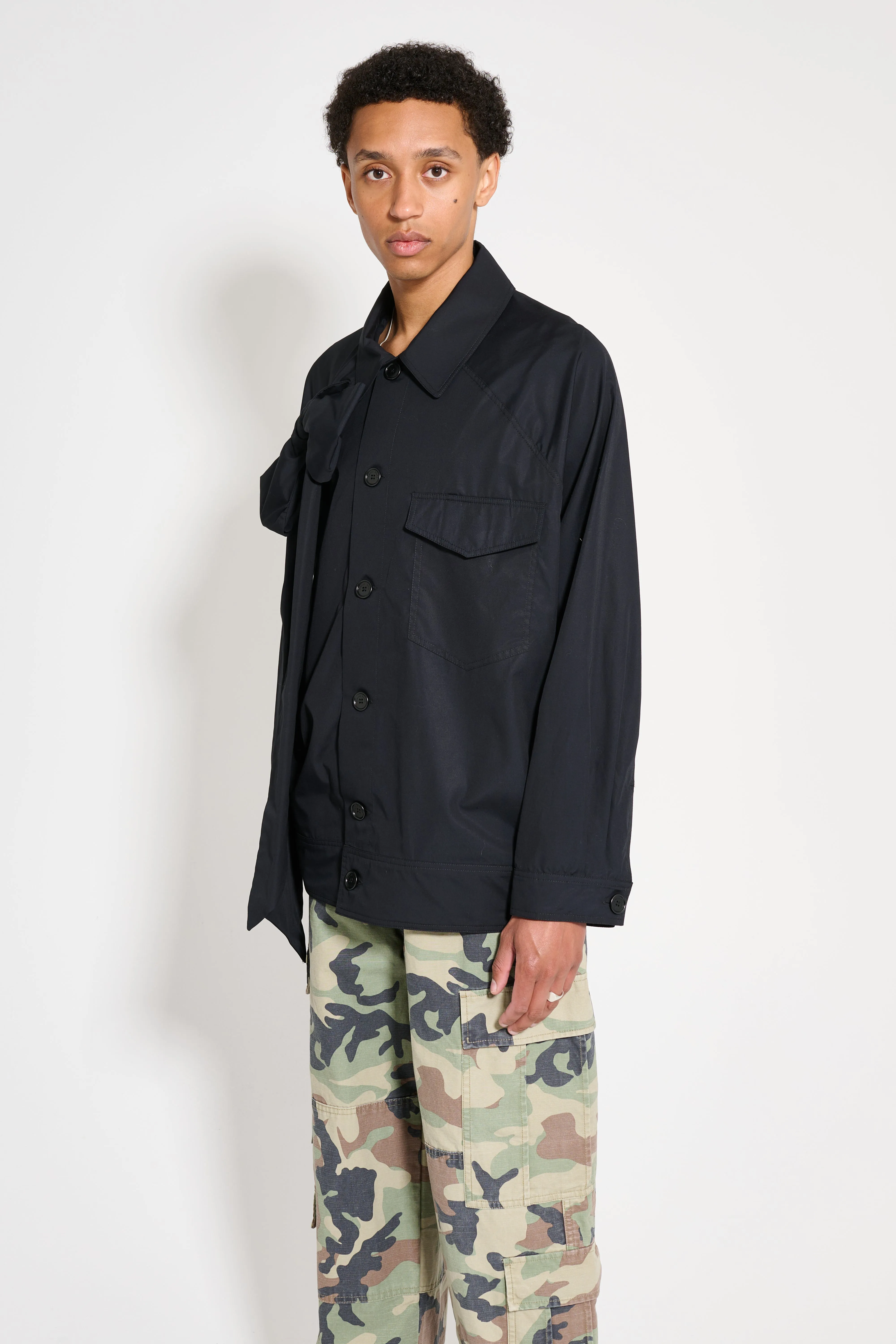 Simone Rocha Dolman Workwear Jacket With Bow Black