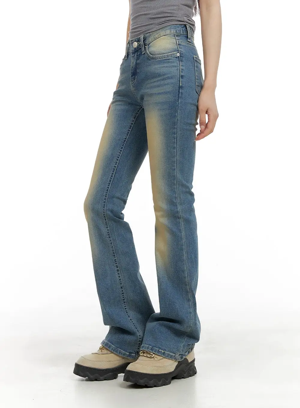 Slim Fit Washed Bootcut Jeans CA402