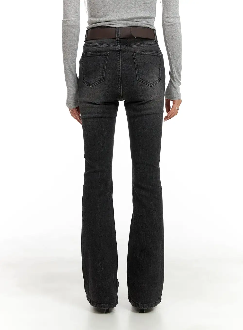 Slim Washed Denim Bootcut Jeans CA403