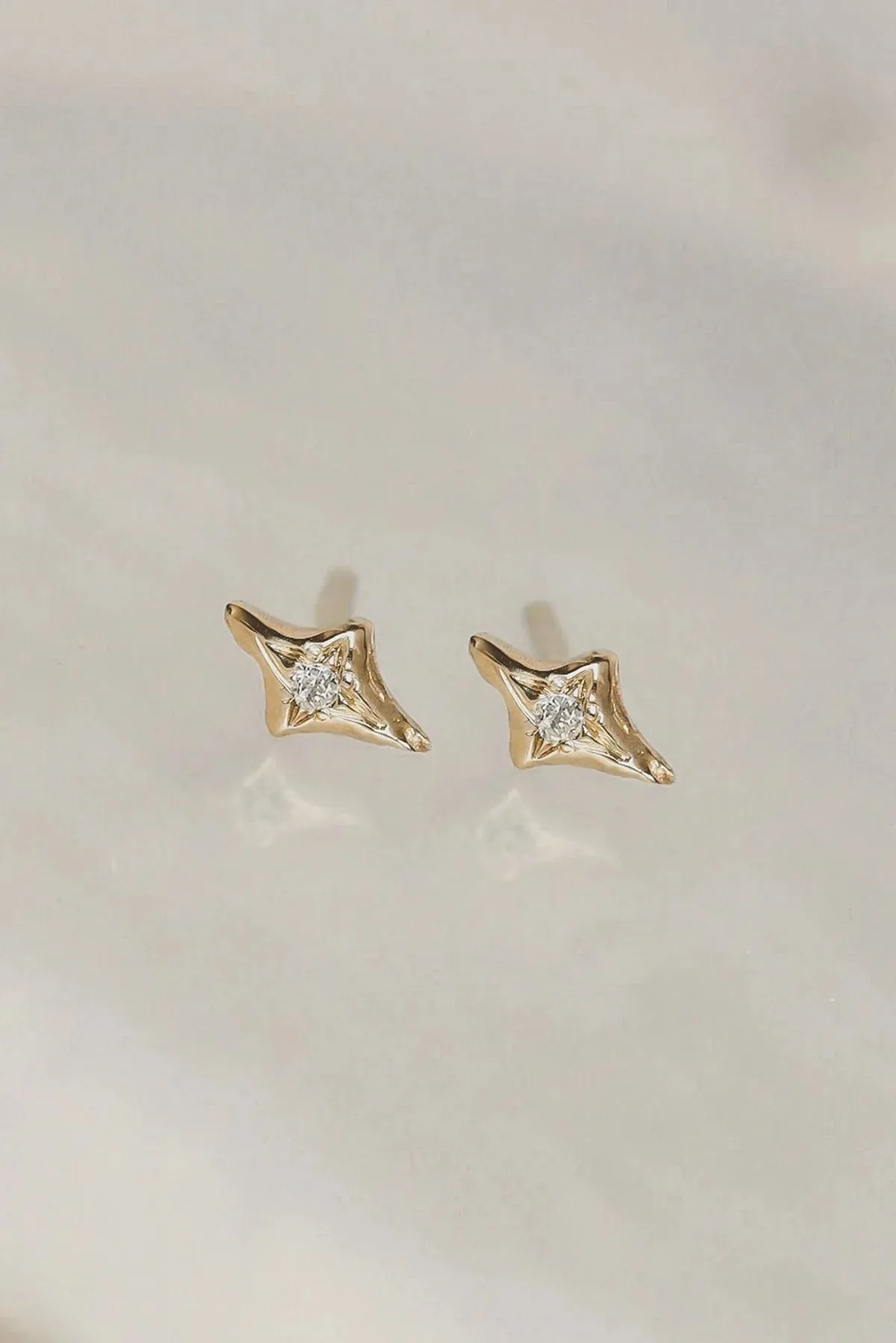 Solid Gold North Star Diamond Earrings