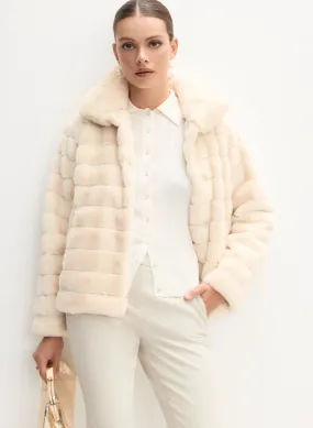 Stand Neck Faux Fur Coat