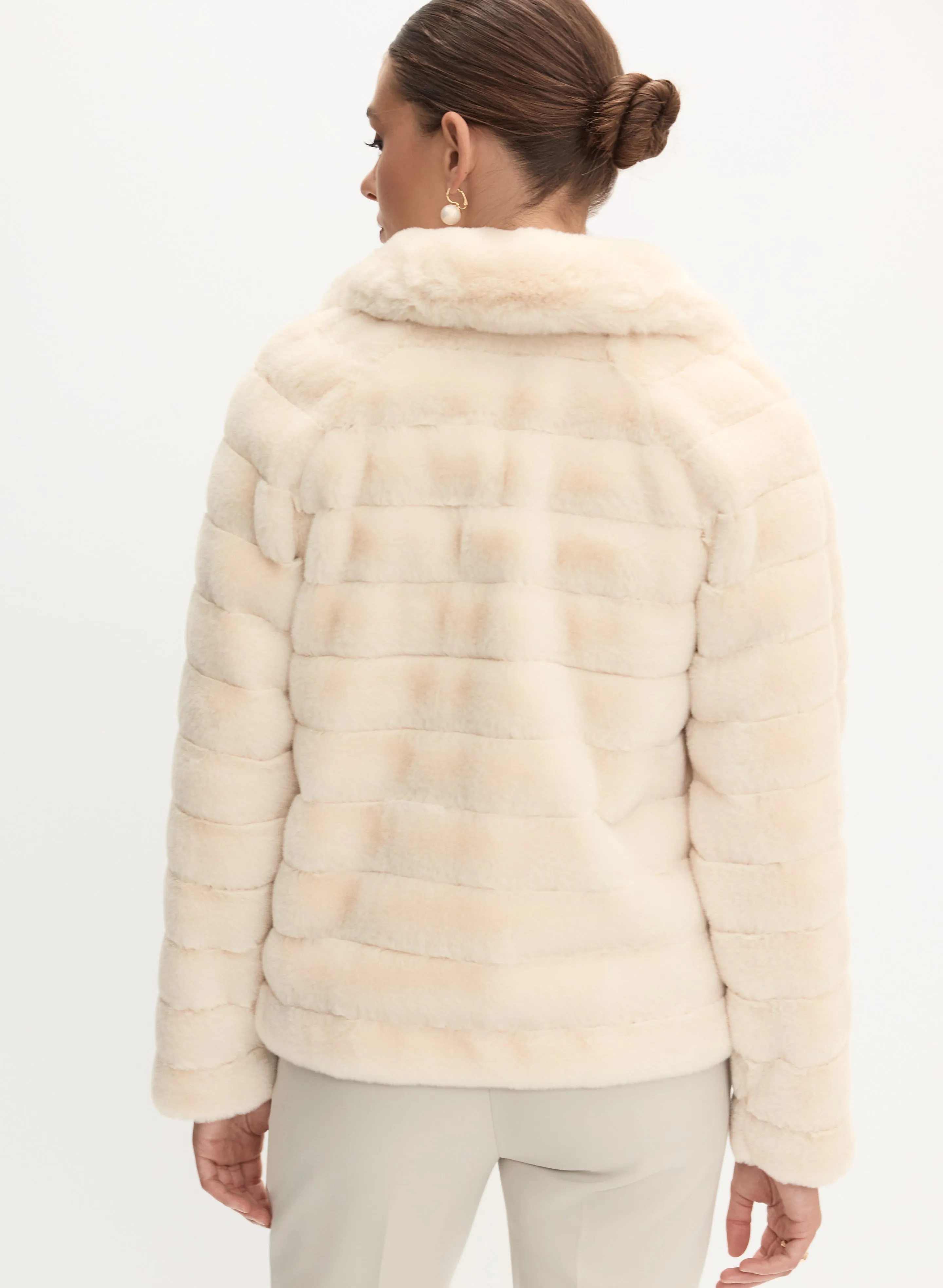 Stand Neck Faux Fur Coat