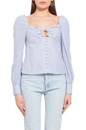 Striped pattern top with cut-out detail