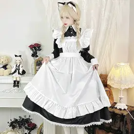 Sweet Classical Neko Maid Long Dress Short Sleeves ON656