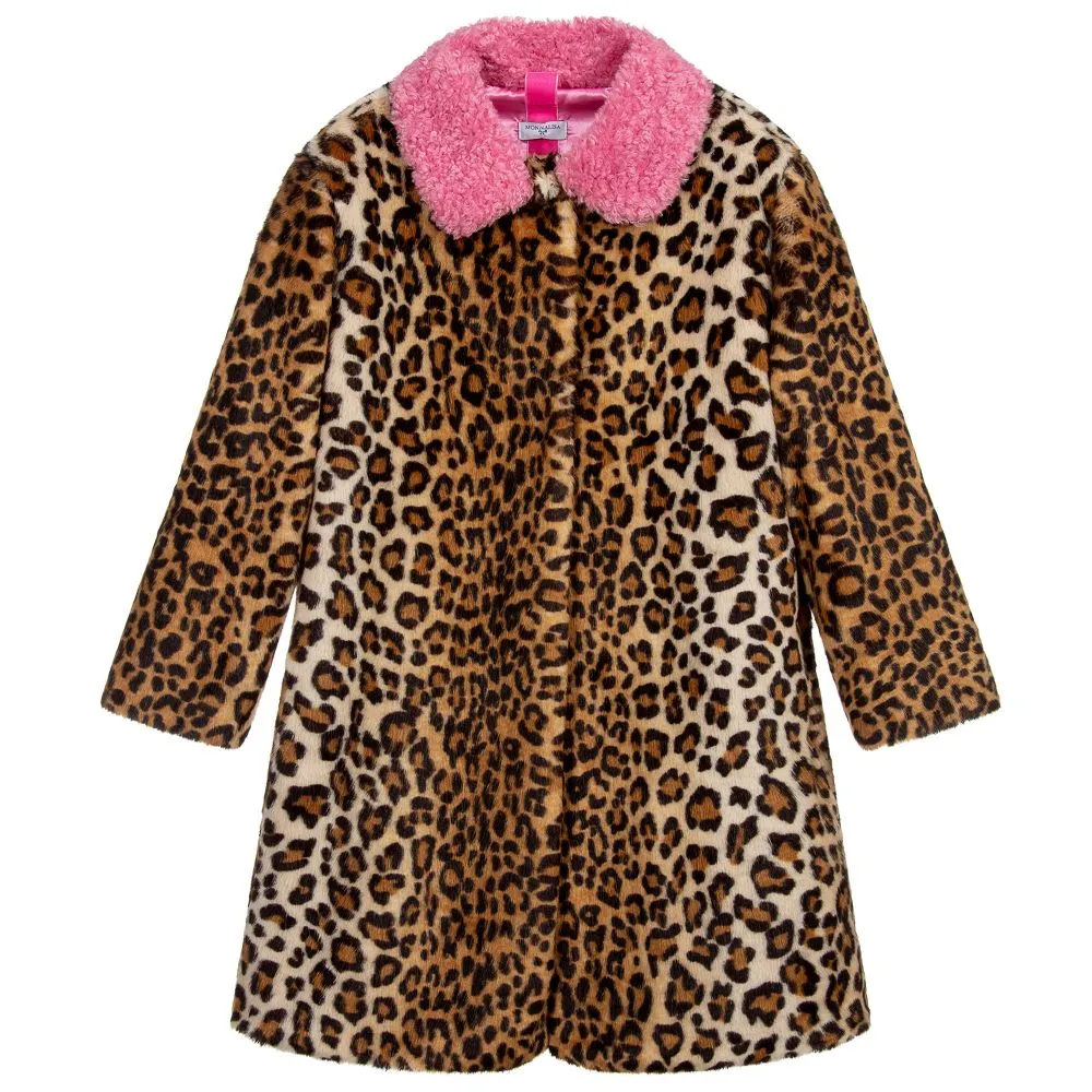 Teen Leopard Faux Fur Coat