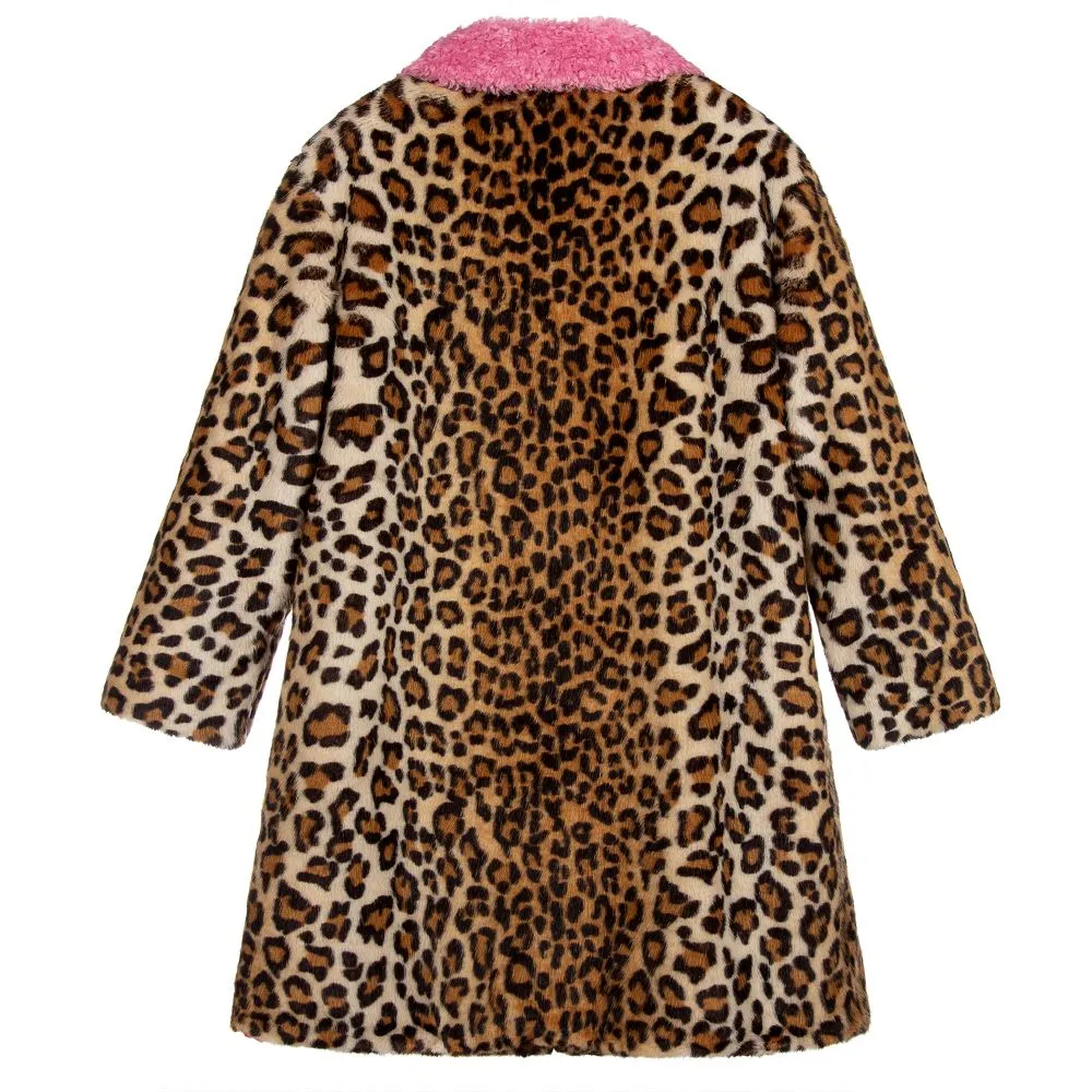 Teen Leopard Faux Fur Coat