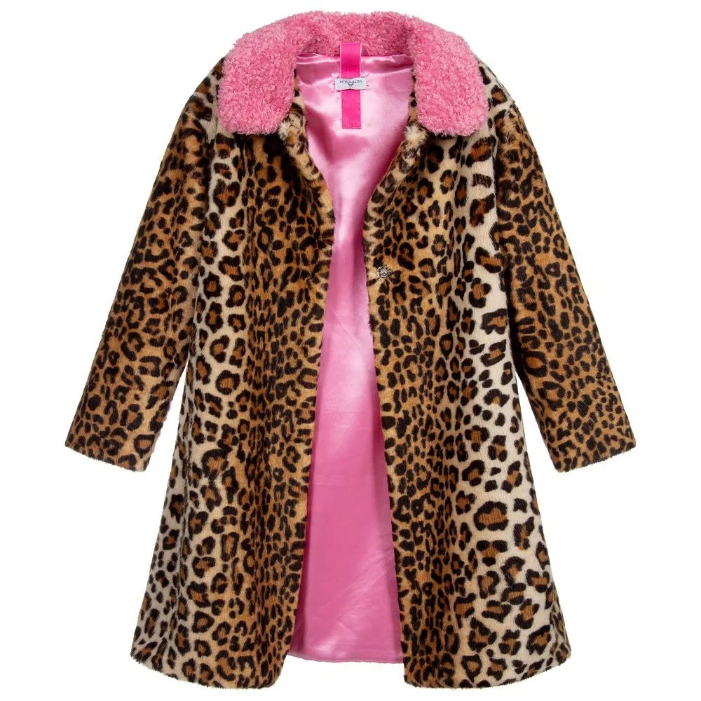 Teen Leopard Faux Fur Coat