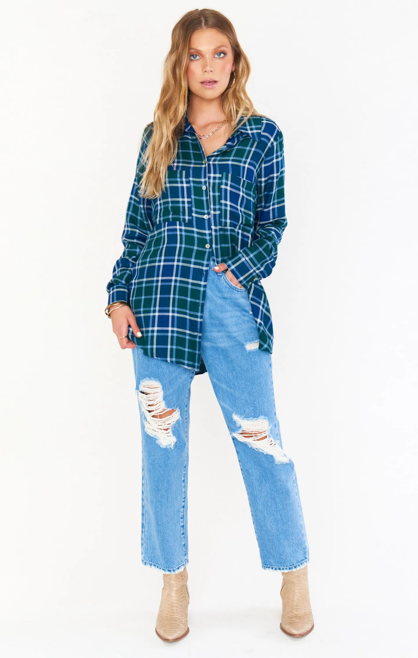 The Layer Shirt ~ Green and Blue Plaid