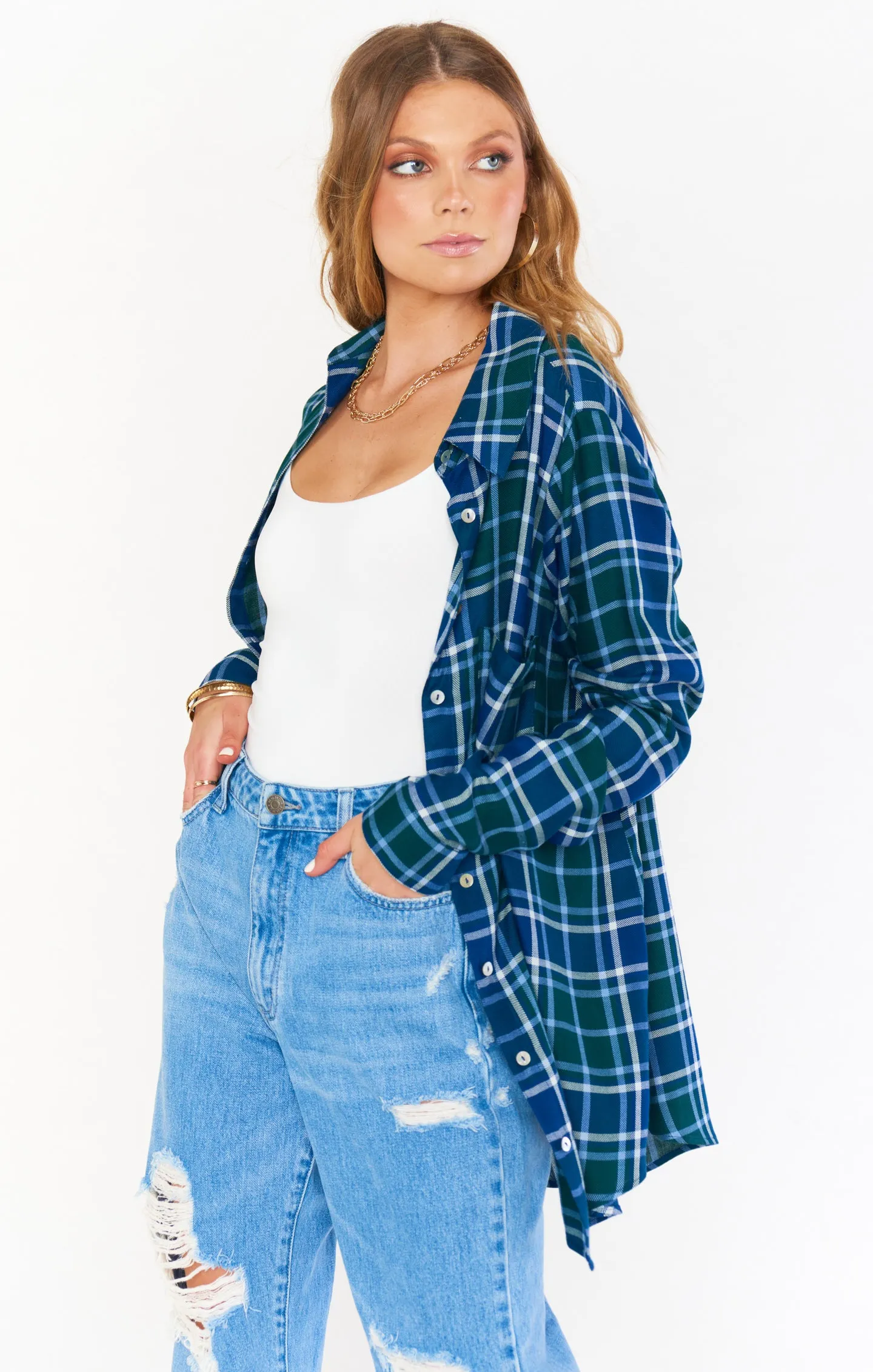 The Layer Shirt ~ Green and Blue Plaid