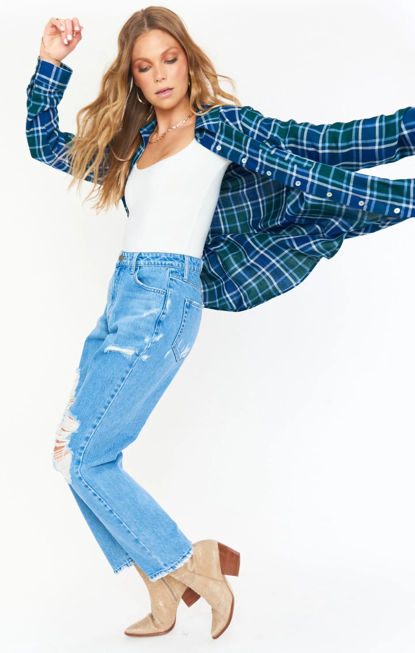 The Layer Shirt ~ Green and Blue Plaid