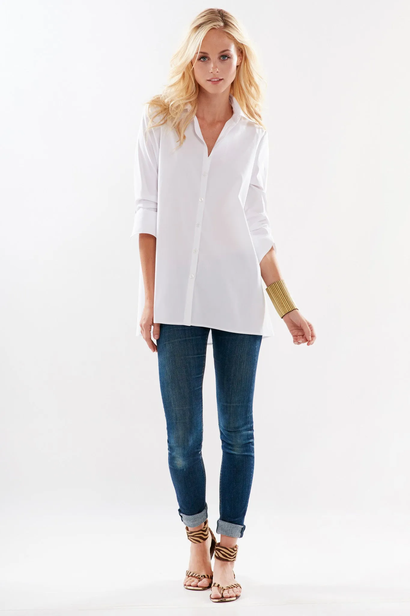 Trapeze Top 3/4 sleeve White