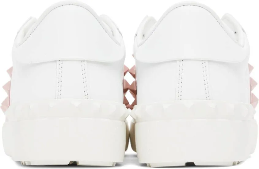 Valentino Garavani White & Pink Rockstud Sneaker