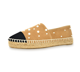 Valerie Suede Espadrille Slip-On with Pearls