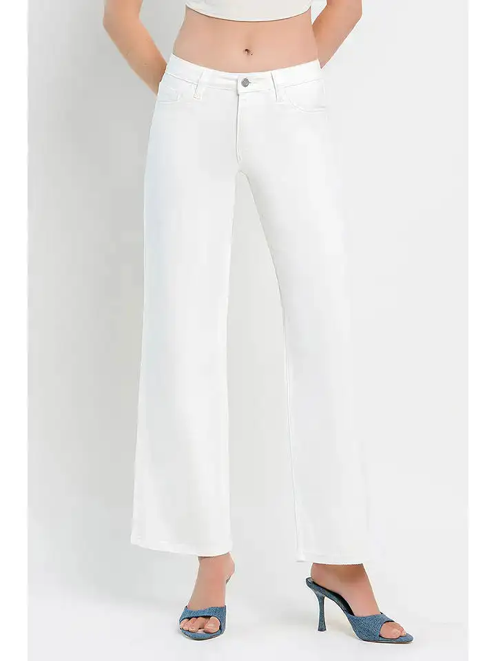 Vervet Mid Rise Wide Leg Jeans- Optic White