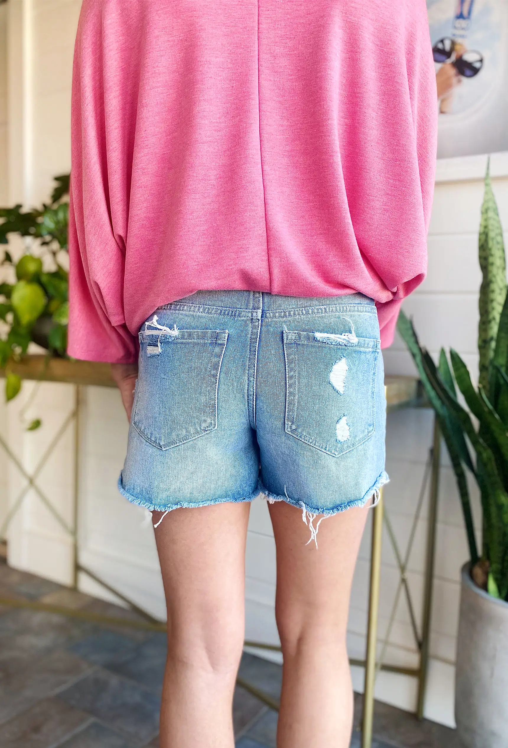 Vintage Distressed Mid-Rise Denim Shorts by Vervet