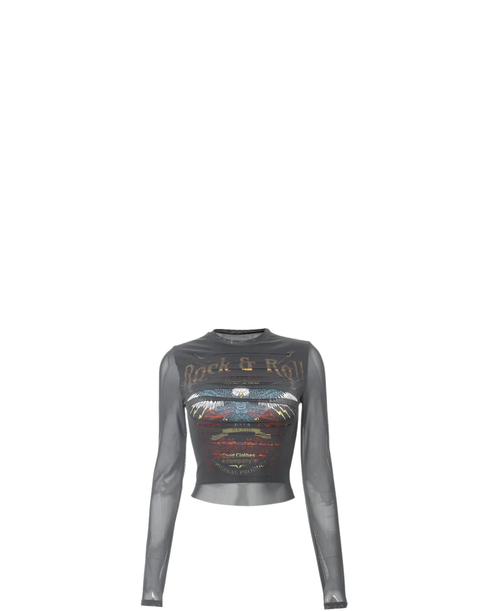 Vintage Rock & Roll Crop Long Sleeve