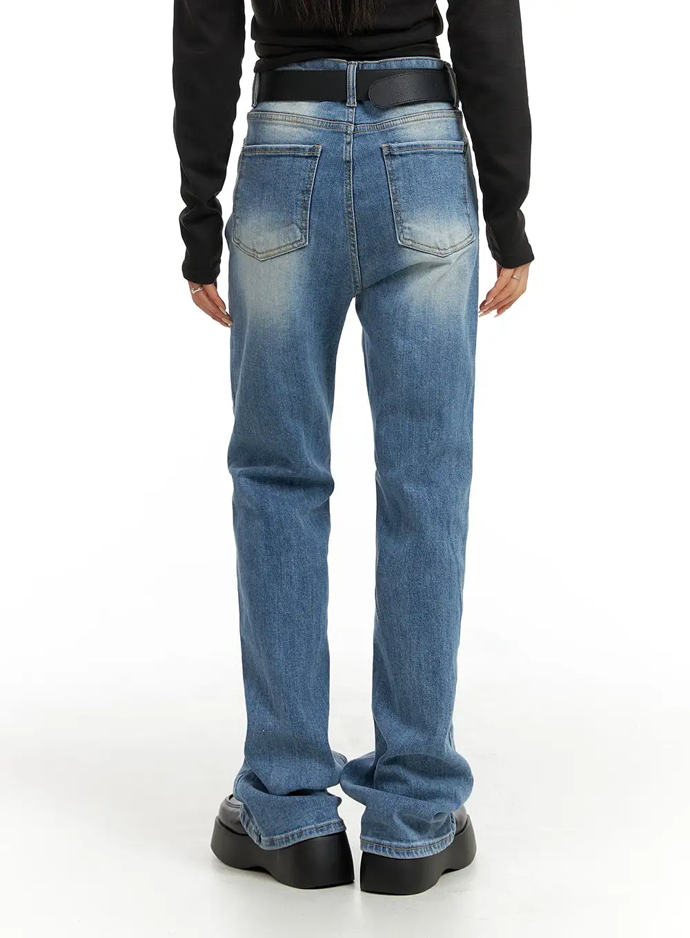 Washed Slim Fit Bootcut Jeans CF415