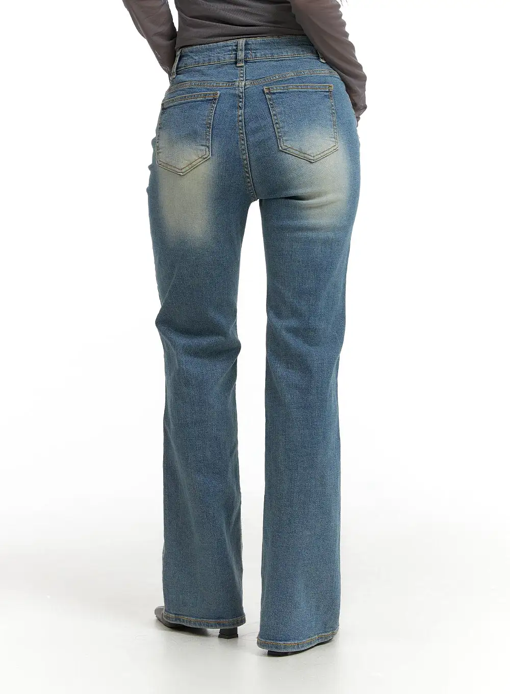 Washed Slim Fit Denim Bootcut Jeans CJ426