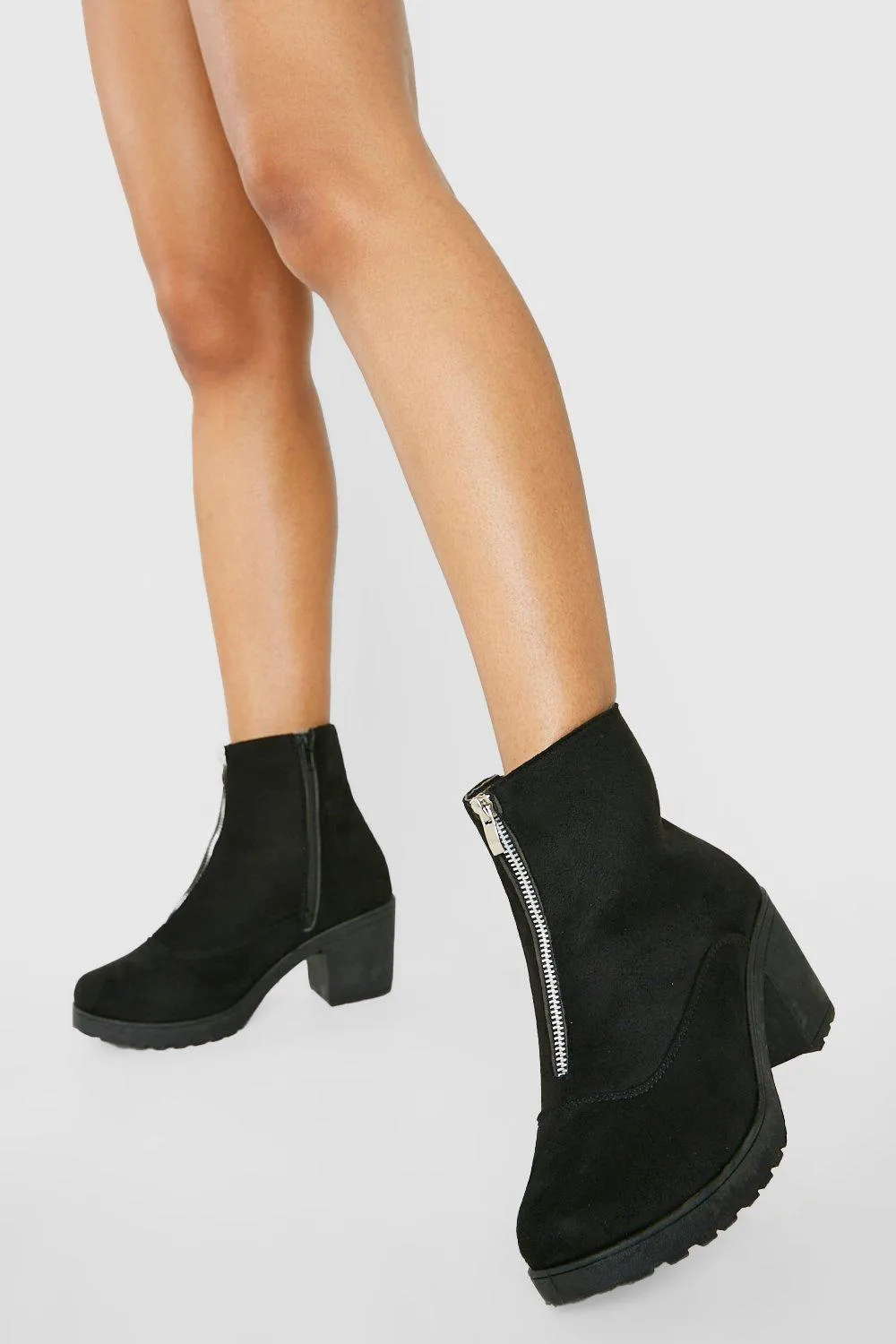 Zip Front Block Heel Chelsea Boot